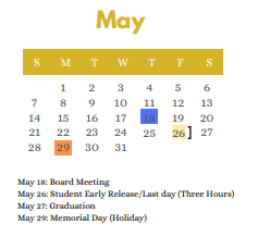 District School Academic Calendar for Student Adjustment Ctr for May 2023