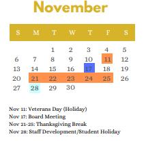 District School Academic Calendar for Salado Int for November 2022