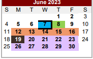 District School Academic Calendar for E T Wrenn Middle School for June 2023