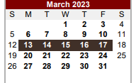 District School Academic Calendar for Van Zandt Ssa for March 2023