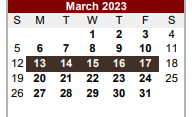 District School Academic Calendar for Bexar Co J J A E P for March 2023