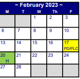 District School Academic Calendar for El Campo Middle for February 2023