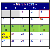 District School Academic Calendar for Northside El for March 2023