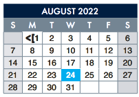 District School Academic Calendar for Mesita Elementary for August 2022