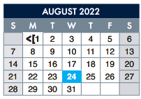 District School Academic Calendar for Guerrero Elementary for August 2022