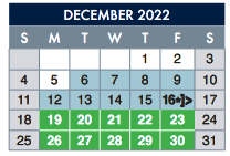 District School Academic Calendar for Bonham Elementary for December 2022