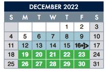 District School Academic Calendar for E-2 Central NE El Don't Use for December 2022