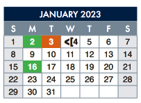 District School Academic Calendar for E-14 Modular Westside Elem for January 2023