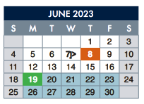 District School Academic Calendar for Cordova Middle for June 2023