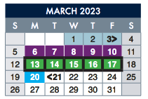 District School Academic Calendar for Bonham Elementary for March 2023