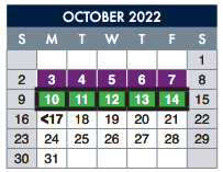 District School Academic Calendar for E-2 Central NE El Don't Use for October 2022