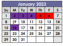 District School Academic Calendar for Booker T Washington Elementary for January 2023