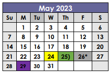 District School Academic Calendar for Booker T Washington Elementary for May 2023