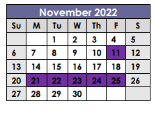 District School Academic Calendar for Elgin Middle School for November 2022