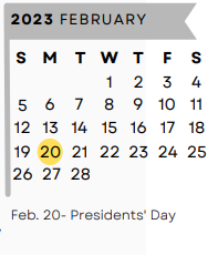 District School Academic Calendar for Travis Elementary for February 2023