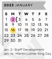 District School Academic Calendar for Austin Elementary for January 2023