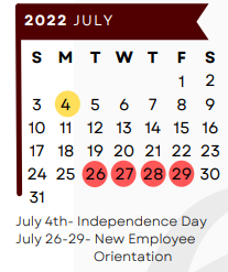 District School Academic Calendar for Houston Elementary for July 2022