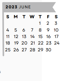 District School Academic Calendar for Early Childhood Center for June 2023