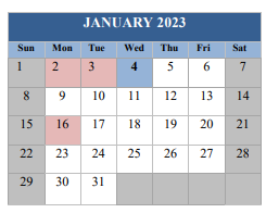District School Academic Calendar for J. H. Workman Middle School for January 2023