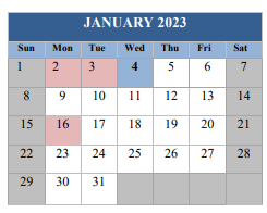 District School Academic Calendar for A. V. Clubbs Center for January 2023