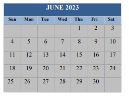 District School Academic Calendar for Ernest Ward Middle School for June 2023