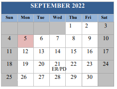 District School Academic Calendar for Lakeview Dropout Prevention for September 2022