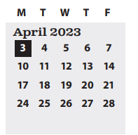 District School Academic Calendar for Kelly Middle School for April 2023