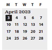 District School Academic Calendar for Willagillespie Elementary School for April 2023