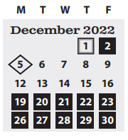 District School Academic Calendar for Opportunity Center for December 2022