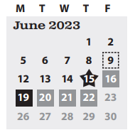 District School Academic Calendar for Kennedy Middle School for June 2023