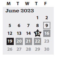 District School Academic Calendar for Eastside Elementary School for June 2023