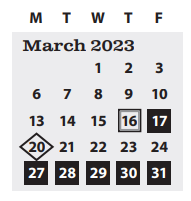 District School Academic Calendar for Kennedy Middle School for March 2023