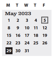 District School Academic Calendar for Jefferson Middle School for May 2023