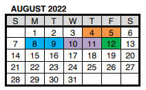 District School Academic Calendar for West Terrace Elementary School for August 2022
