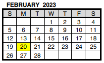 District School Academic Calendar for The Learning Center for February 2023