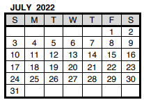 District School Academic Calendar for Lodge Elementary School for July 2022