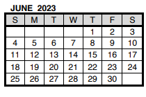 District School Academic Calendar for Evs Juvenile Correctional Fac for June 2023
