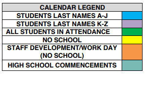 District School Academic Calendar Legend for Highland Elementary School