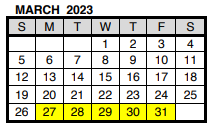 District School Academic Calendar for North High School for March 2023