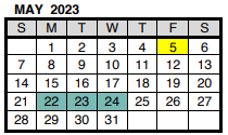 District School Academic Calendar for Harwood Middle School for May 2023