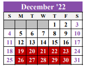 District School Academic Calendar for Tarrant County Jjaep School for December 2022