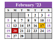 District School Academic Calendar for E Ray Elementary for February 2023