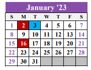 District School Academic Calendar for Tarrant County Jjaep School for January 2023