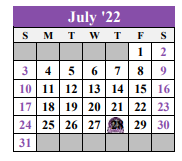 District School Academic Calendar for Everman J H for July 2022