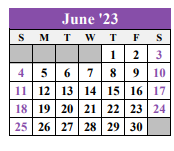 District School Academic Calendar for Tarrant County Jjaep School for June 2023