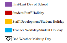 District School Academic Calendar Legend for E Ray Elementary