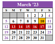 District School Academic Calendar for E Ray Elementary for March 2023