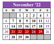 District School Academic Calendar for Tarrant County Jjaep School for November 2022