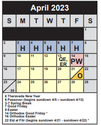 District School Academic Calendar for Elementary Sp Ed Ctr for April 2023