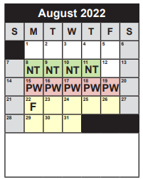 District School Academic Calendar for Lorton Preschool for August 2022